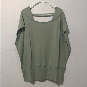 Easel large pale green oversized shirt. Open back.